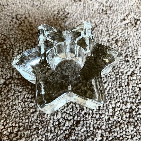 Glass Clear Tapered Candle Holder Christmas or Hanukkah - Picture 2 of 8